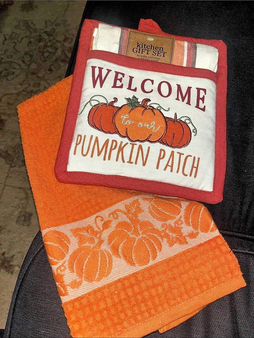 DII Fall Kitchen Décor Collection Dish Towel & Potholder Hostess Gift Set